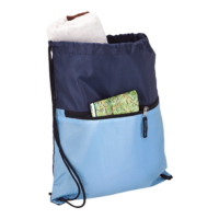 Drawstring Sport Bag with Zip Pocket 210D