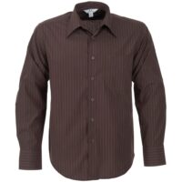 Mens Long Sleeve Manhattan Striped Shirt - Brown Old